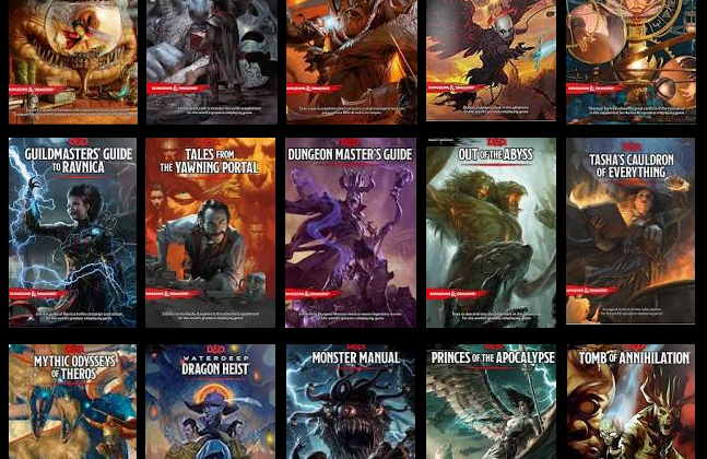 Lista de Livros oficiais de DnD 5 edição